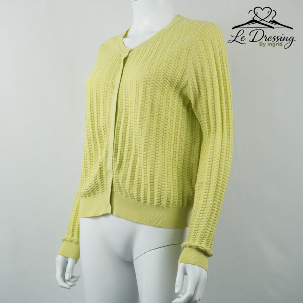 Gilet Paule Ka – Taille L (petit L) – Maille texturée vert anis