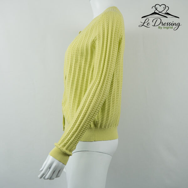 Gilet Paule Ka – Taille L (petit L) – Maille texturée vert anis