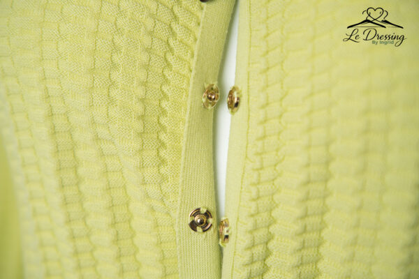 Gilet Paule Ka – Taille L (petit L) – Maille texturée vert anis